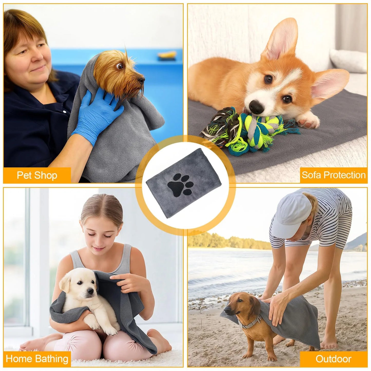 Quick-Drying Pet Towel Absorbent Pet Microfiber Bath Towel for Dogs Cats Soft Lint-Free Fiber Dog Towels Pet Cat Blanket